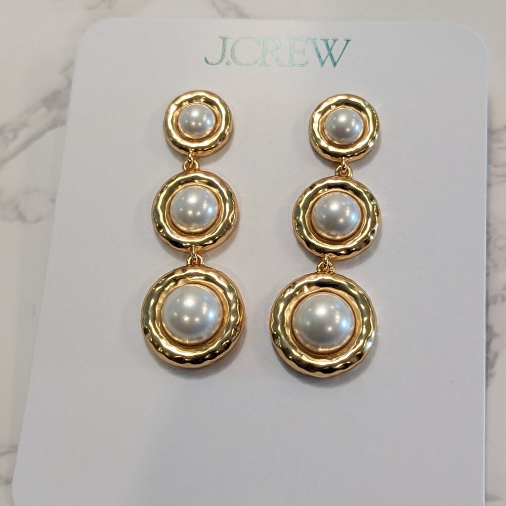 J.Crew Inset Pearl Tiered Earrings